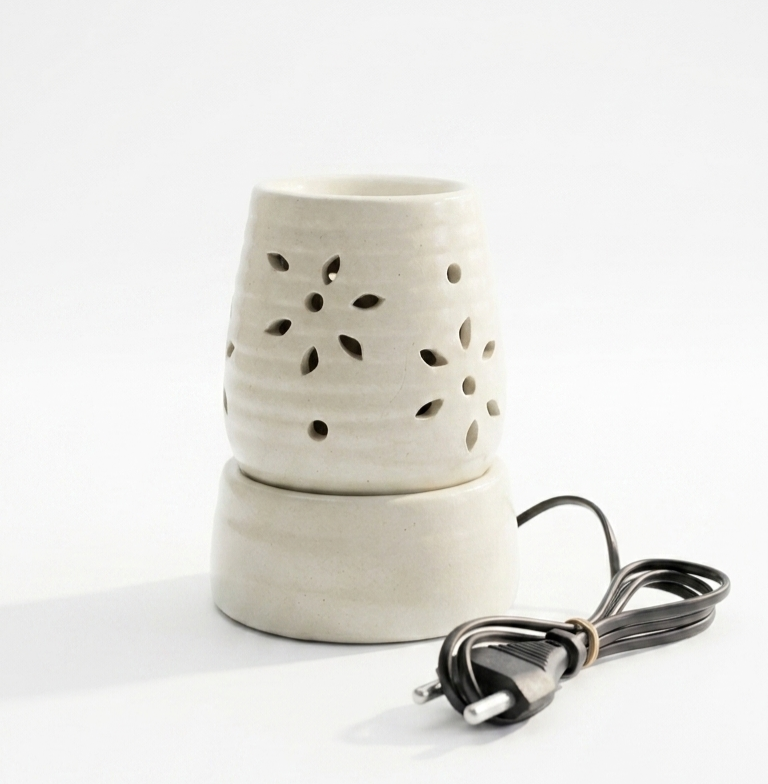 Floral Aroma Diffuser – Handcrafted Ceramic Oil Burner view 4