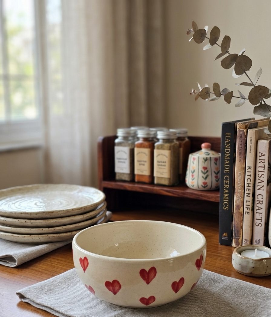 3D Heart Ceramic Bowl ❤️ view 2