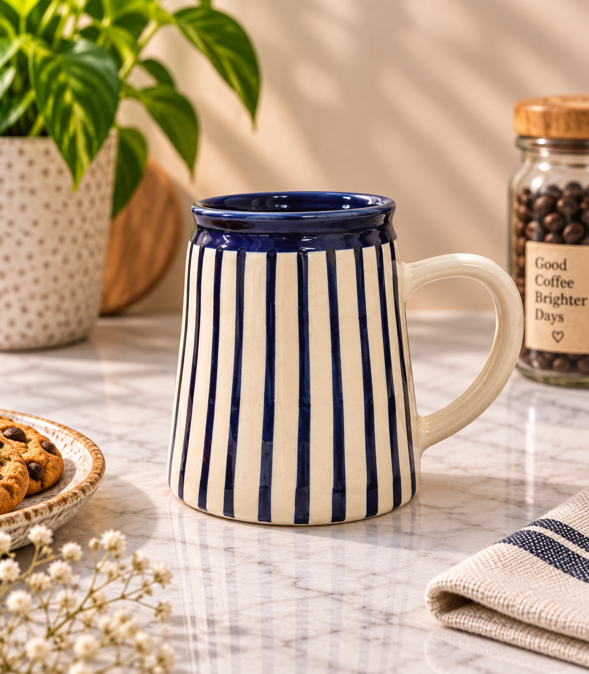 Cookrie Blueberry Stripe Ceramic Mug
