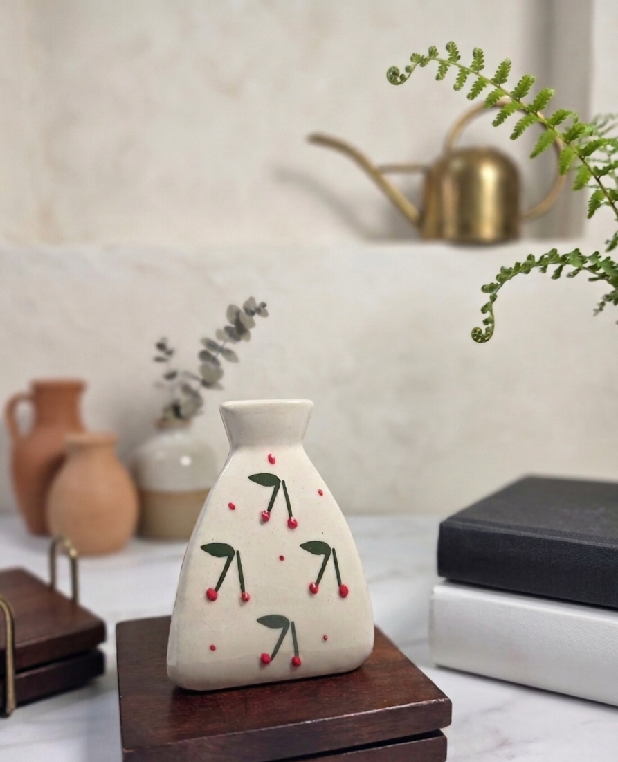 Hand-Painted Cheery Vase Small view 2