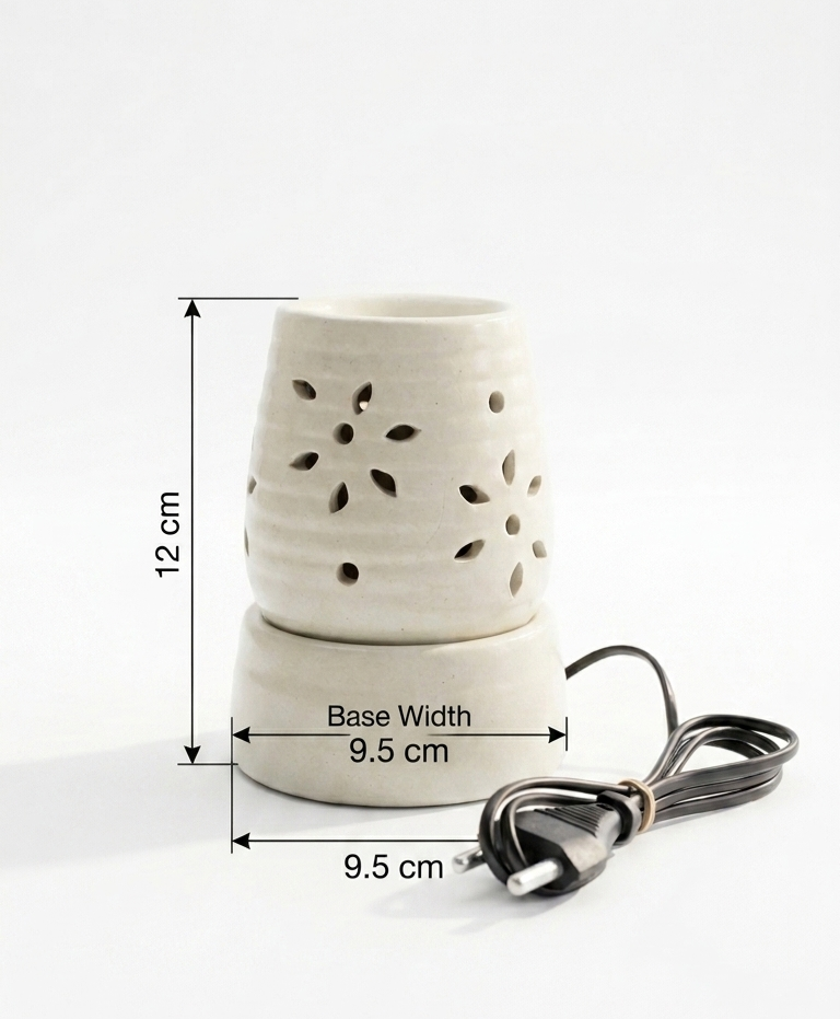 Floral Aroma Diffuser – Handcrafted Ceramic Oil Burner view 3