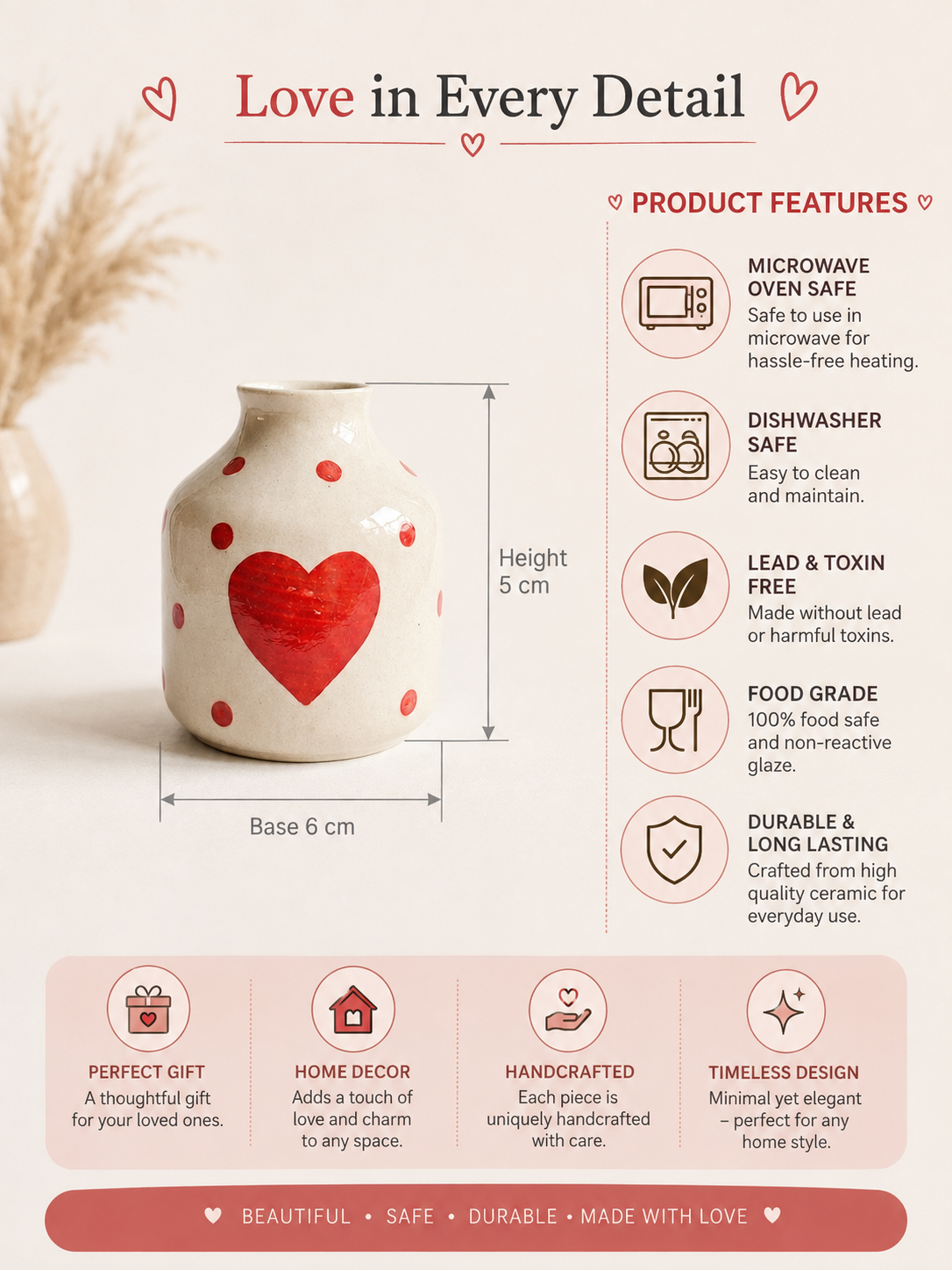 Hand-Painted Sweetheart Mini Vase❤️ view 2