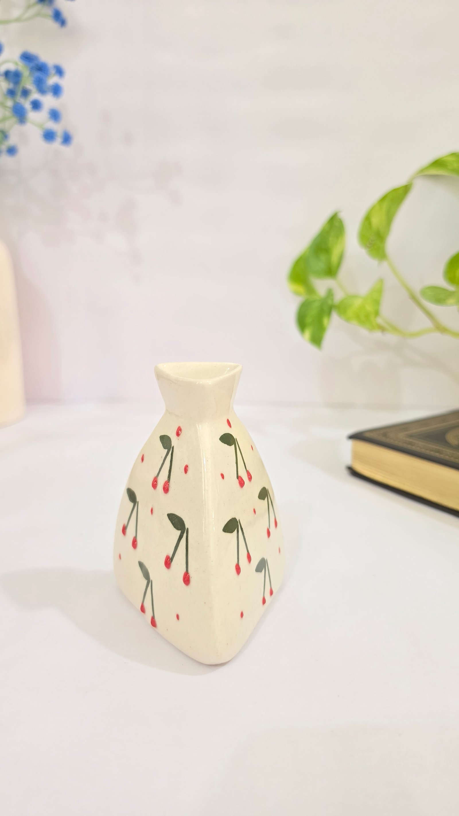 Hand-Painted Cheery Vase Small