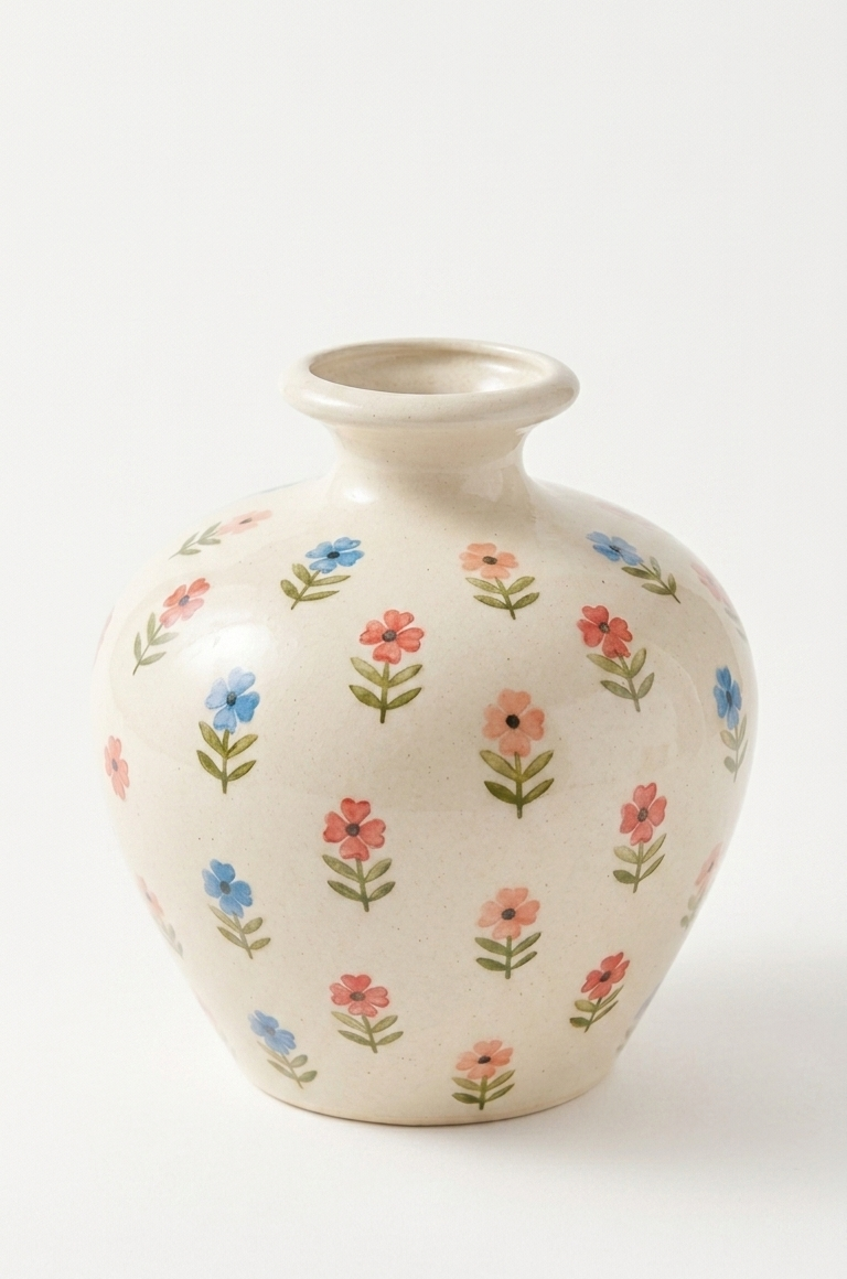 Handcrafted Ceramic Floral Vase -Round large view 4