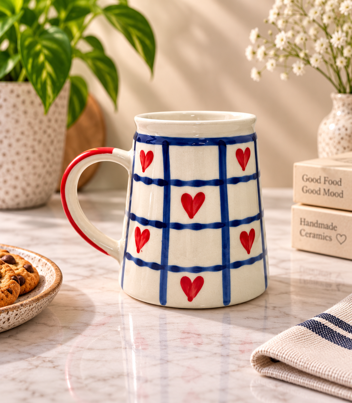Cookrie Love & Checks Ceramic Mug