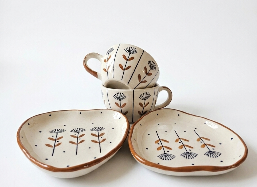 Motif Ceramic Cup & Saucer Set ☕✨ view 3